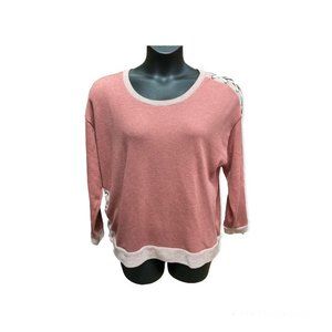 Harmony & Balance 1X Soft Mauve Sweatshirt with Tied / Laced Accents